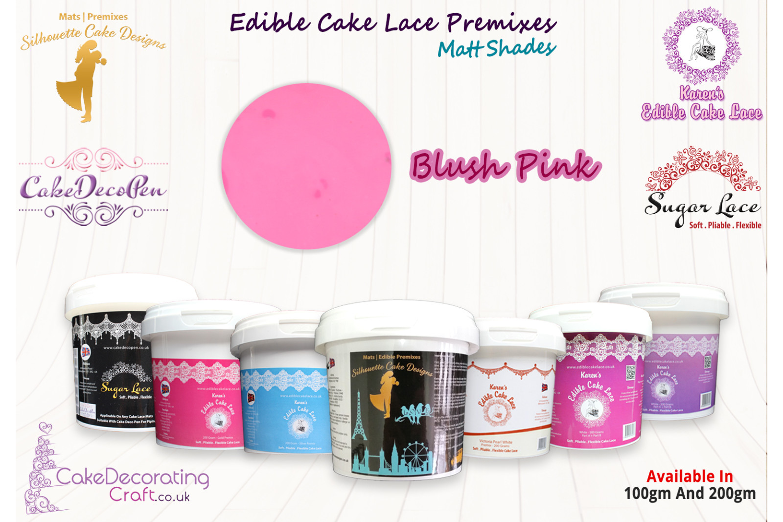 Blush Pink | Edible Sugar Lace Deco Pen | Matt Shade | 200 Grams